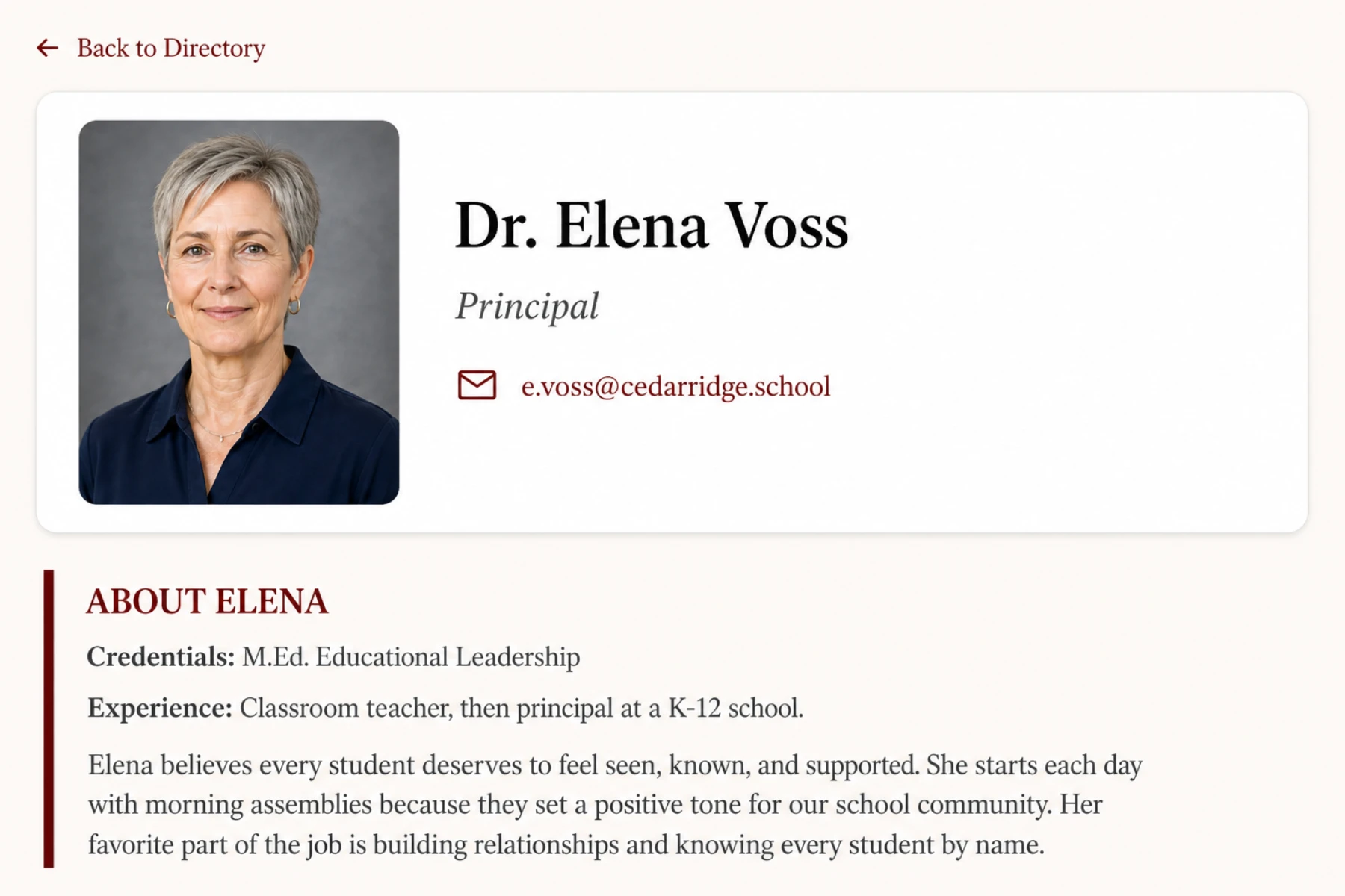 A staff profile